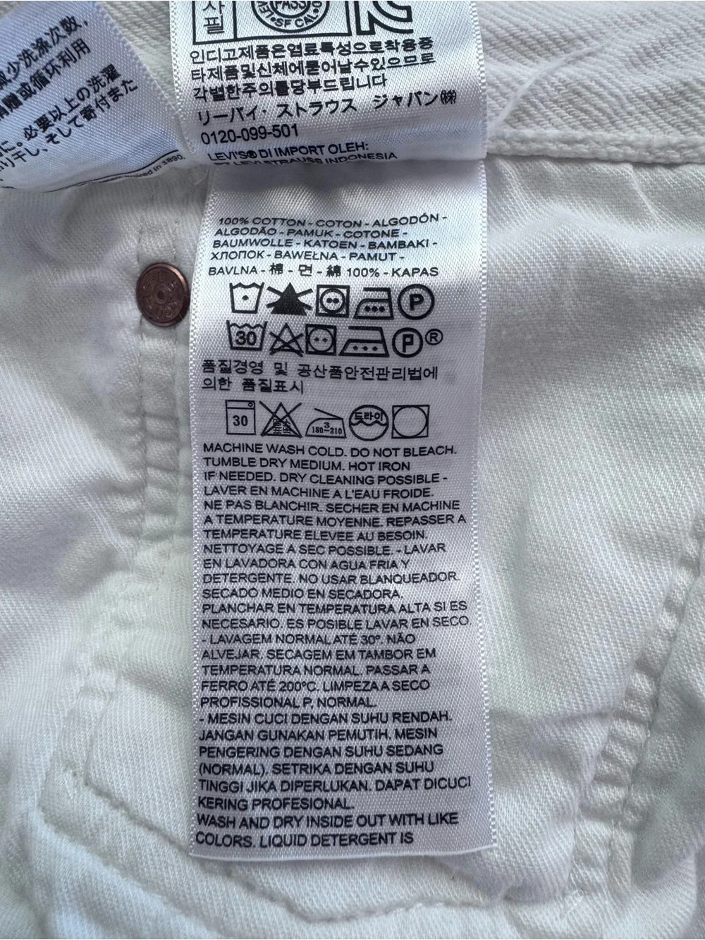 Levi's Men's 501 White Straight Jeans, 46x30